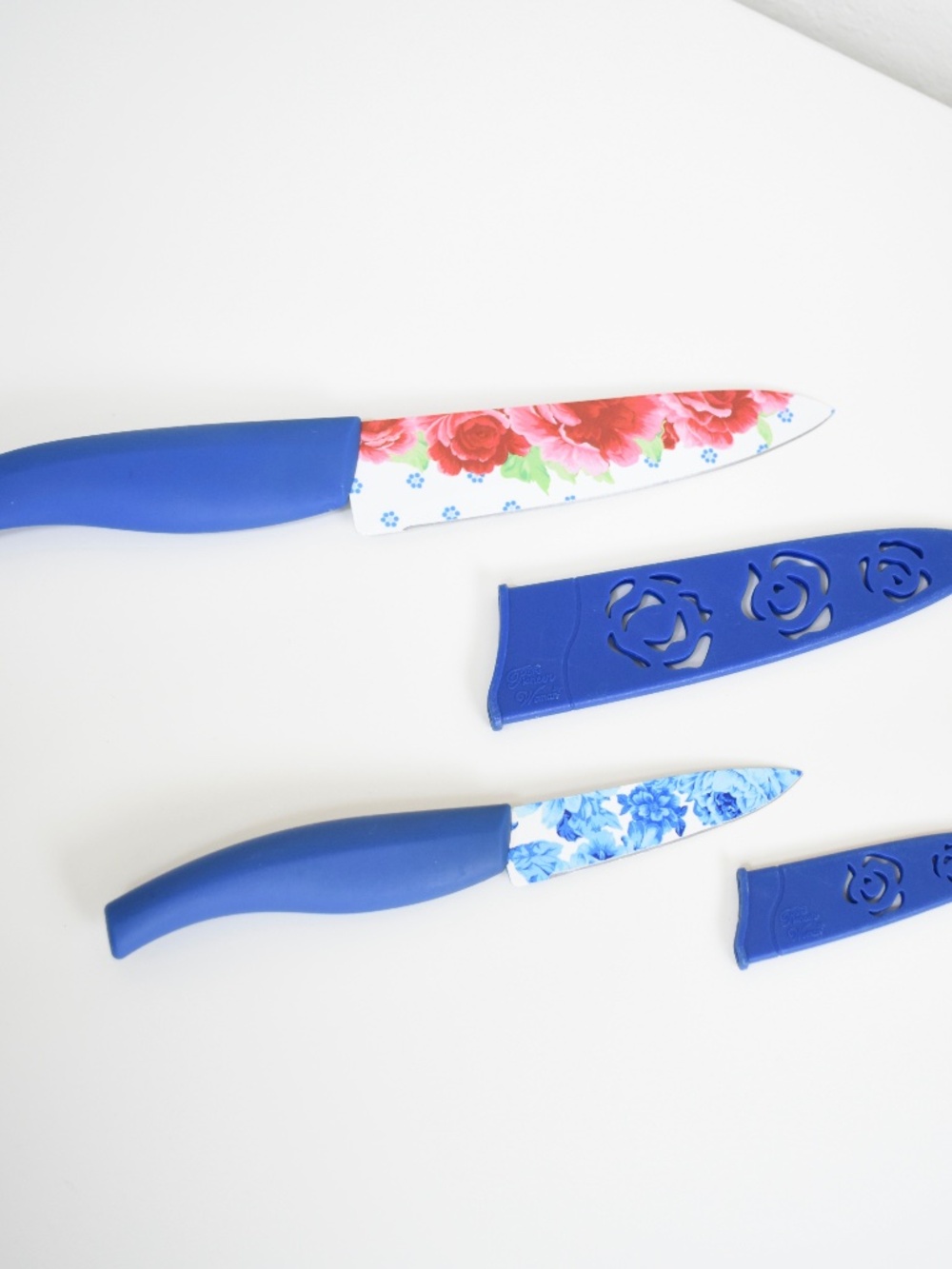 Pioneer Woman Rose Floral Chef & Paring Knife Set w/ Blade Cover